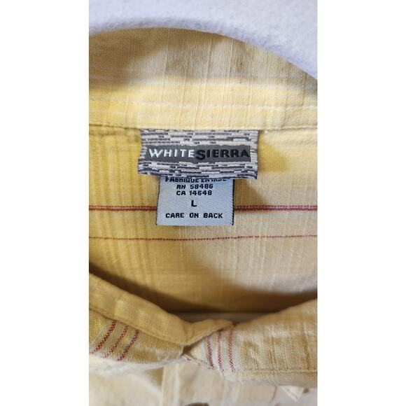 White Sierra Yellow Red Plaid Button Down Short Sleeve Outdoor Shirt Men Large - Picture 4 of 4